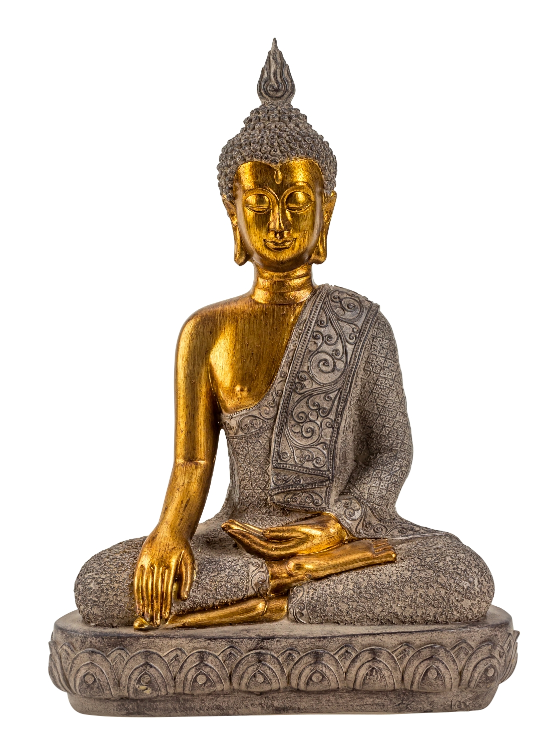 » Kunststein 27x40 More aus Skulptur & cm Gold/Grau Buddha Lifestyle Dekofigur